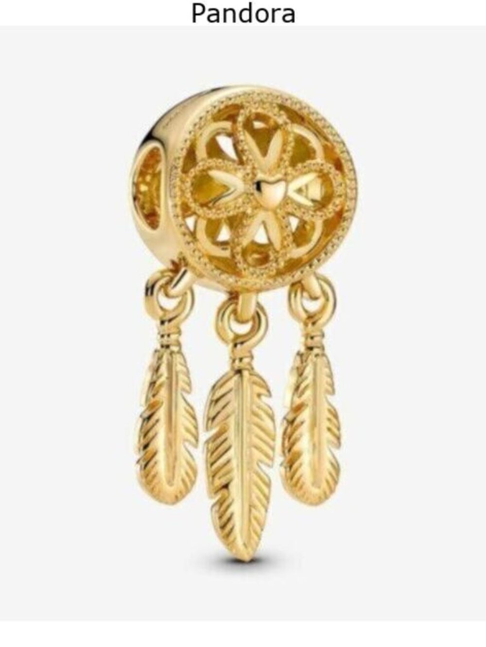 Pandora Gold Dreamcatcher Feather Dangle Charm
